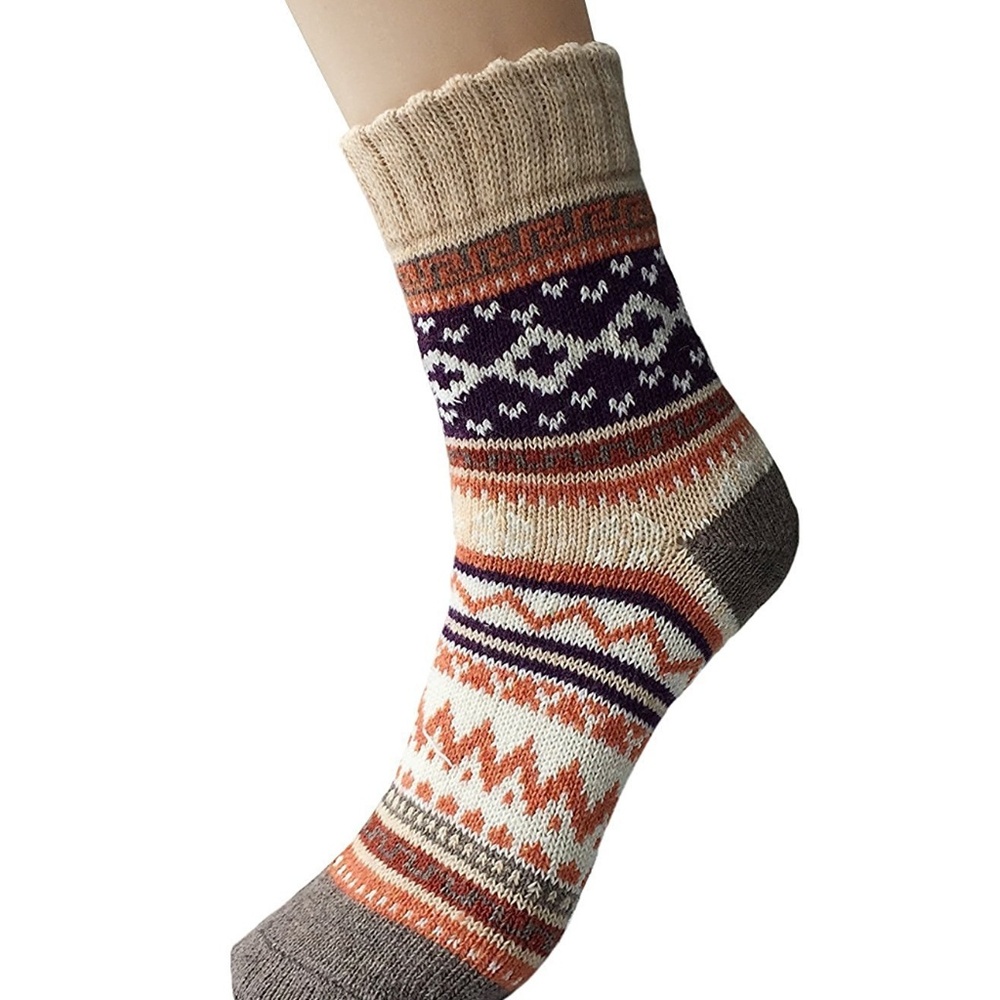 5 Pairs a set Womens Winter Knit Crew Socks - Picture 2 of 8